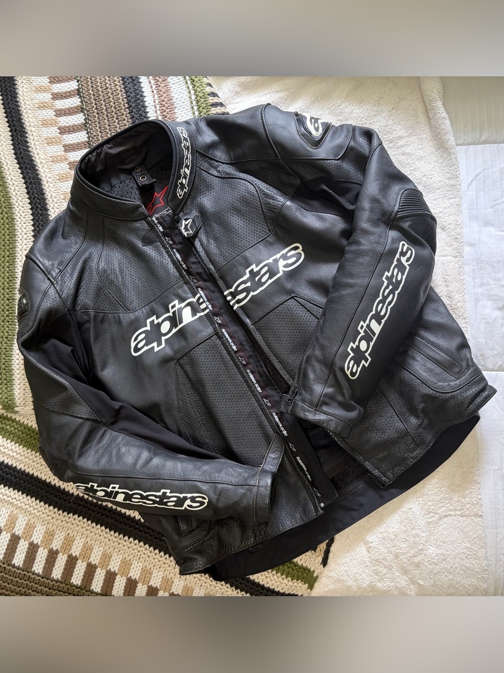 Men’s Alpinestars Black Leather Perforated Motorcycle Jacket